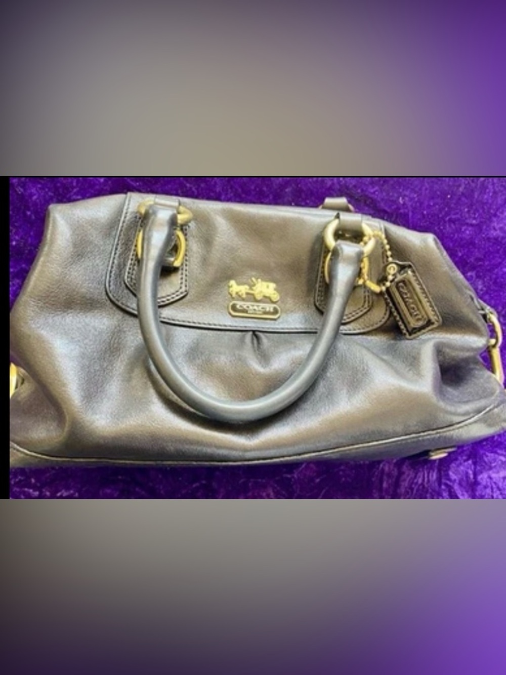 Vintage Coach Madison Sabrina Satchel Shoulder Bag Black Leather Gold Hardware - Picture 8 of 9